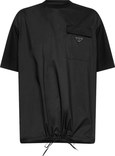 Prada Black Nylon Drawstring Cargo T Shirt