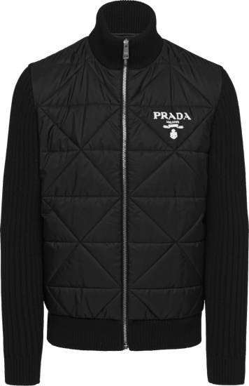 Prada Black Quilted And Knit Sleeve Jacket Sgc022 10kj F0002 S 212
