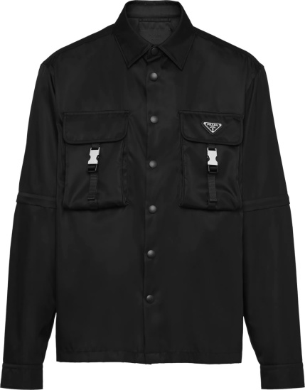 Prada Black Re Nylon Cargo Convertible Shirt Sc548 1wq8 F0002 S 212