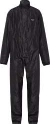 Prada Black Re Nylon Relaxed Fit Long Sleeve Snap Front Jumpsuit