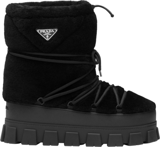 Prada Black Shearling Ankle Boots