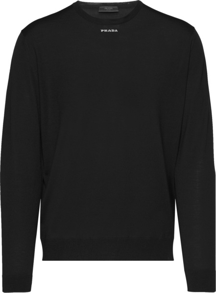 Prada Black Superfine Knit Small Logo Sweater Umb528 12mu F0002 S 231