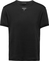 Prada Black Triangle Logo T Shirt Ujn824 11zm F0002 S 222