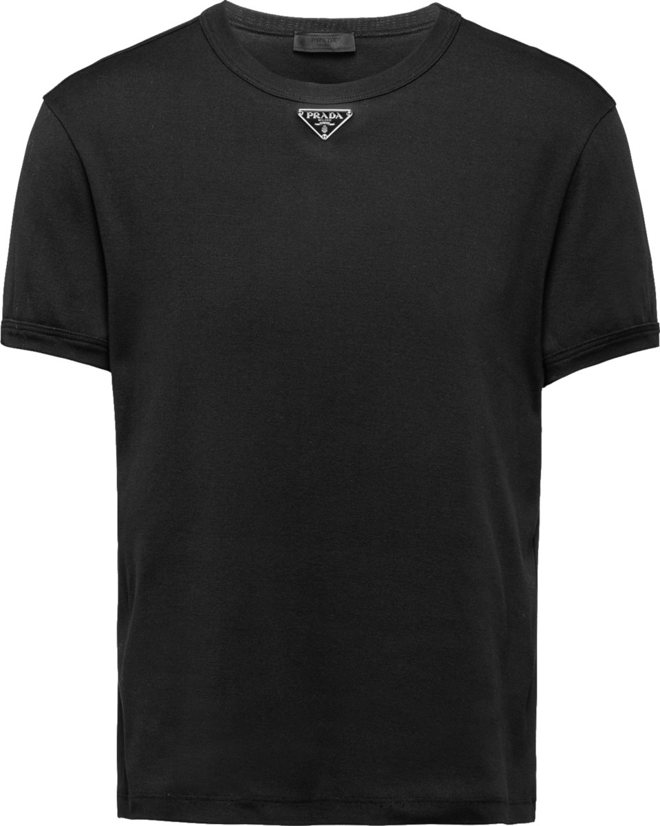 Prada Black Middle Triangle Logo T-Shirt | INC STYLE