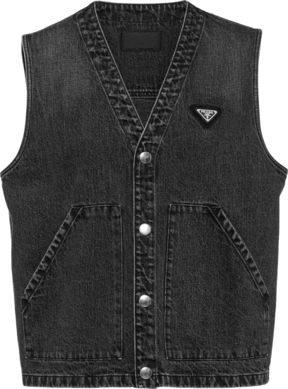 Prada Faded Black Denim Vest Geb221 12k8 F0557 S 222