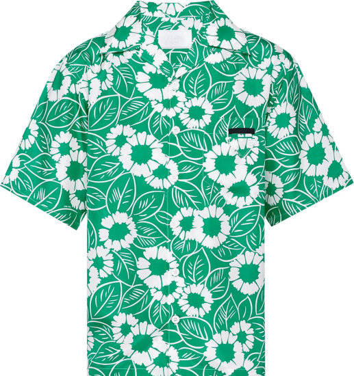 Prada Green And White Sunflower Print Shirt