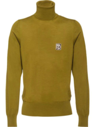 Prada Green Logo Knit Turtuleneck Sweater