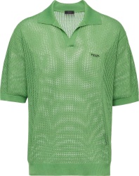 Prada Green Open Knit Polo Shirt