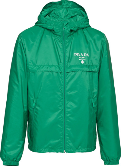 Prada Green Re Nylon Hooded Windbreaker Jacket