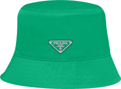 Prada Green Re Nylon Triangle Logo Plaque Bucket Hat
