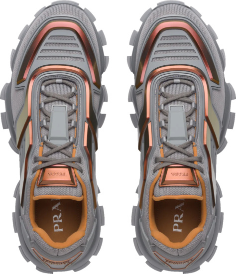Prada Grey And Copper Cloudbust Thunder Sneakers
