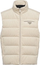 Prada Ivory Corduroy Down Puffer Vest