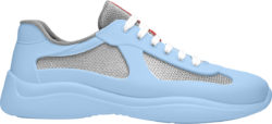 Prada Light Blue Rubber And Silver Americas Cup Sneakers