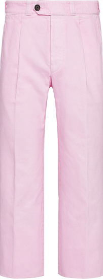 Prada Light Pink Pleated Cropped Straight Jeans