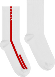 Prada Linea Rossa White And Red Stripe Socks