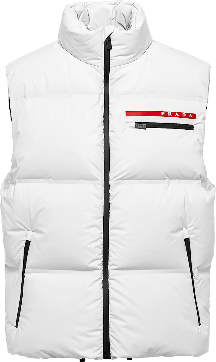 Prada Linea Rossa White Puffer Vest | INC STYLE