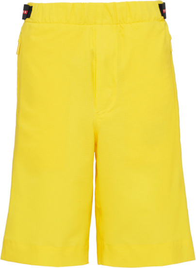 Prada Linea Rossa Yellow Bi-Stretch Shorts | INC STYLE