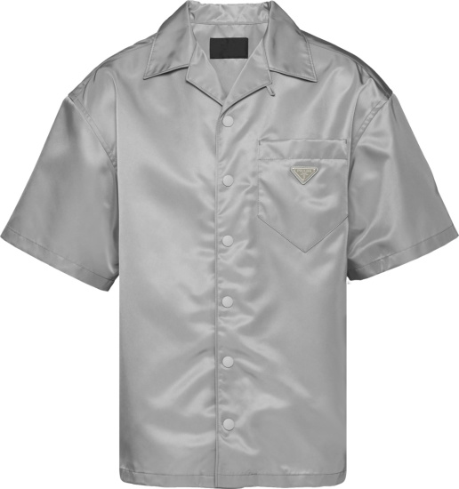 Prada Marble Grey Re Nylon Short Sleeve Shirt