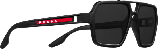 Prada Matte Black Linea Rossa Oversized Sunglasses