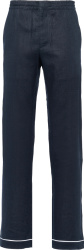 Prada Navy Blue And White Piped Trim Linen Pants