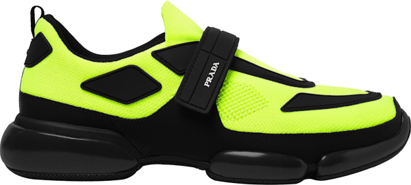Prada Neon Yellow Cloubust Knit Sneakers
