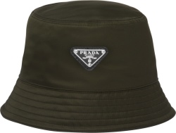Prada Olive Green Nylon Triangle Logo Bucket Hat 2hc137 2dmi F0244