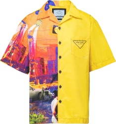 Prada Orange Paradise And Solid Yellow Double Match Nylon Shirt