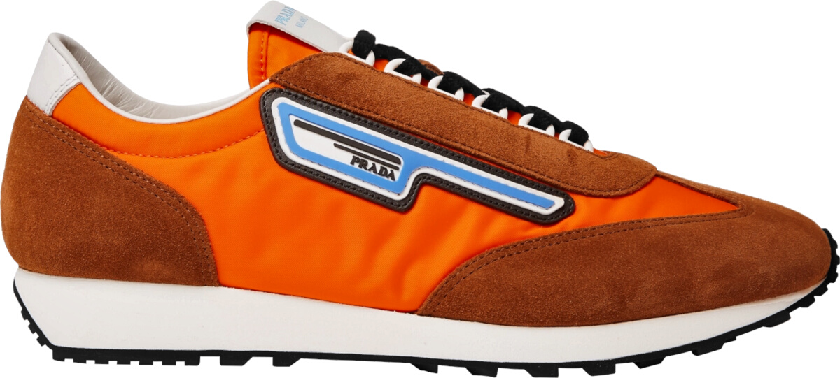 Prada Orange Suede 'Milano 70' Sneakers | INC STYLE