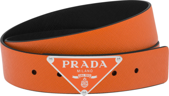 Prada Orange Triangle Buckle Belt