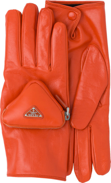 Prada Orange Triangle Cargo Pocket Gloves