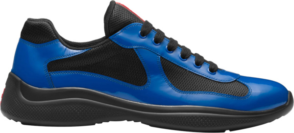 Prada Patent Blue And Black Americas Cup Sneakers