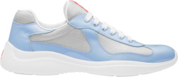 Prada Patent Light Blue And Silver Americas Cup Sneakers