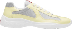 Prada Patent Light Yellow And Silver Americas Cup Sneakers