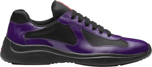 Prada Patent Purple And Black Americas Cup Low Top Sneakers 4e3400 Asz F019l