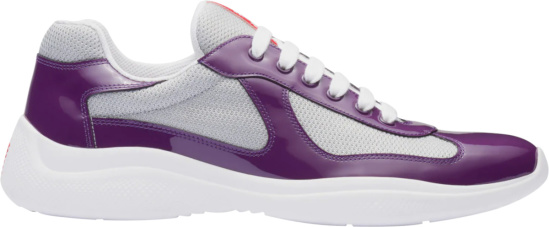 Prada Patent Purple And Silver Americas Cup Sneakers