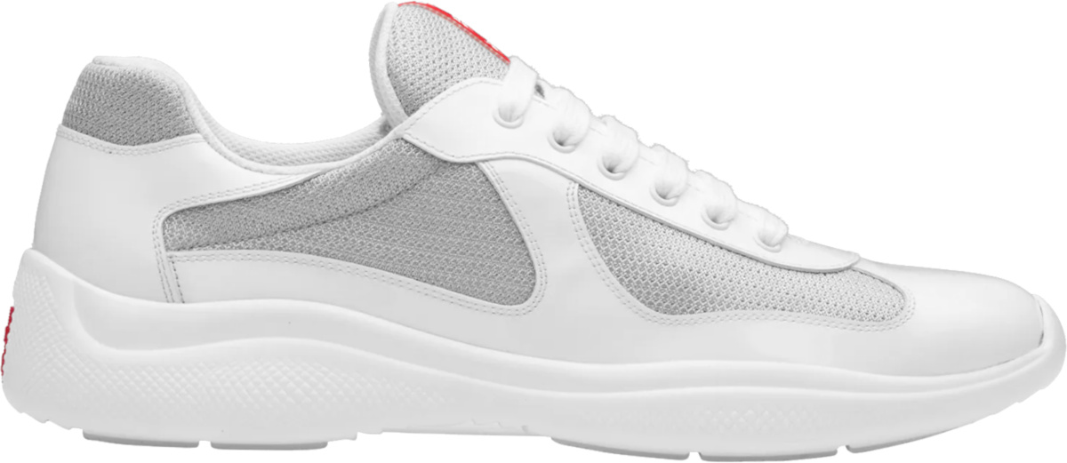 Prada Patent White & Silver 'Americas Cup' Sneakers | INC STYLE