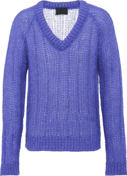 Prada Purple Knit V Neck Sweater
