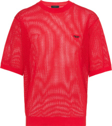 Prada Red Mesh Knit Sweater T Shirt