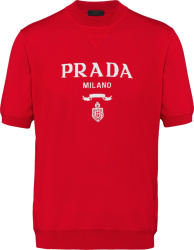 Red 'Prada Milano' Knit T-Shirt
