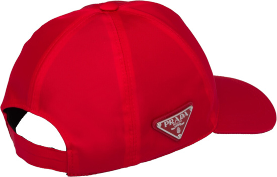 Prada Red Triangle Logo Baseball Cap