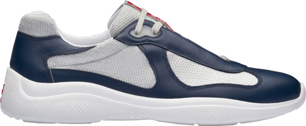 Prada Silver And Navy Americas Cup Sneakers