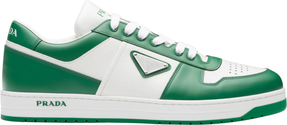 Prada White & Green 'Downtown' Sneakers | INC STYLE