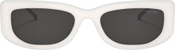 Prada White Cat Eye And Metal Temple Side Logo Sunglasses