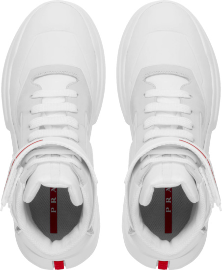 Prada White High Top Polaris Lr 19 Sneakers