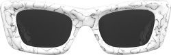 Prada White Marble Cat Eye Symbole Sunglasses