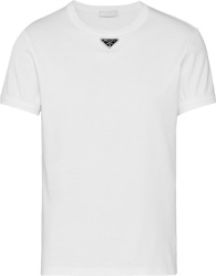 Prada White Middle Trianlge Logo Plaque T Shirt