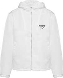 Prada White Re Nylon Hooded Windbreaker Jacket