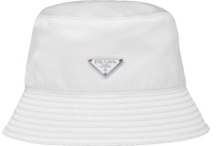 Prada White Re Nylon Triangle Logo Bucket Hat