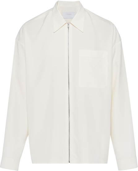 Prada White Silk Zip Pocket Shirt Sc540 10hx F0018 S 211