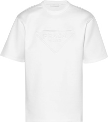 Prada White Trianlge Embossed Logo T Shirt